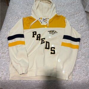 Preds Cream and Yellow Hoodie Sweater